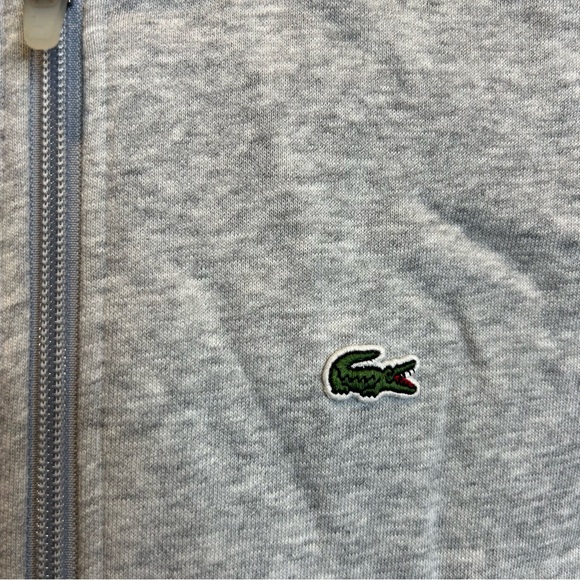 Lacoste boys' two-tone zip-up fleece hoodie in grey logo - Picture 3 of 6
